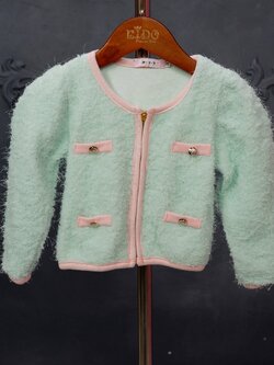 เสื้อคลุมเด็ก *มีหน้าร้าน ตรงปก พร้อมส่ง*613A สีมิ้น แต่งขลิบกระเป๋ากับชาย น่ารัก