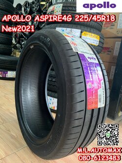 ยางApollo Aspire4G 225/45R18 ยางสปอร์ตคุณภาพดี นุ่มเงียบ ยางปี2021