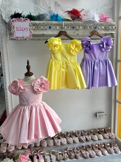 ชุดราตรีเด็ก(หน้าร้านอยู่รัชดา ลองได้ถ่ายรูปจากชุดจริง)W18704 สีชมพู แขนกุหลาบ กระโปรงสั้น