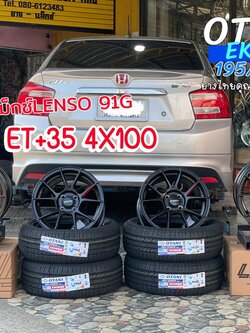 🚘 #HONDA_CITYจัดครบจบที่เดียว ล้อโปร #OTANI #EK1000 195/55R15🔥 🔥🔥 #ล้อแม็กซ์LENSO 91G 15X7 ET+35 4X100 SatinBlack❤️