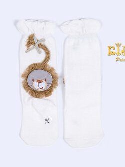 ถุงเท้าเด็ก(มีหน้าร้านอยู่รัชดา)M020 สีขาว ยาวถึงเข่ารูปสิงโตมีหางน่ารักไม่เหมือนใคร
