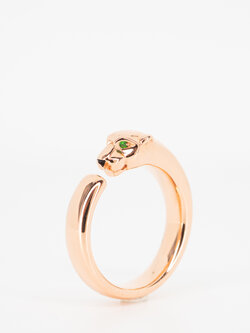 แหวน Cartier Panthère de Cartier ring, Onyx, set with 2 Tsavorite Garnets. ทองชมพู18K ไซส์ 53# (Used) +กล่องและการ์ดไทย2022