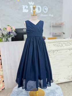 ชุดราตรีเด็ก ชุดเจ้าหญิง(ร้านอยู่รัชดา ลองได้ถ่ายรูปจากชุดจริง)W19269 สีน้ำเงิน ผ้าชีฟอง กระโปรงยาว