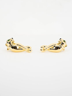 ต่างหู Cartier Panthère de Cartier earrings, Tsavorite Garnet, Black Lacquer ทองคำ18K (Used) +กล่องและการ์ดไทย2022