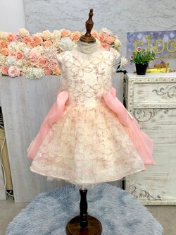 ชุดราตรีเด็ก(หน้าร้านอยู่รัชดา ลองได้ถ่ายรูปจากชุดจริง)W19028 สีชมพู กระโปรงสั้น จีบตรงเอว ทรงเอน่ารักมากค่ะ