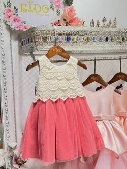 ชุดกันหนาวเด็ก *มีหน้าร้าน ตรงปก พร้อมส่ง*Z864A สีแดงแตง อกลูกไม้สีครีม กระโปรงฟูสีแดงแตงหวานแหวว ด้านหลังติดกระดุม น่ารักสดใส