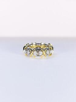 **Sold**แหวน Tiffany & Co. Schlumberger Sixteen Stone Ring Platinum950+ 18 K Yellow gold ไซส์ 49# (Used) กล่อง