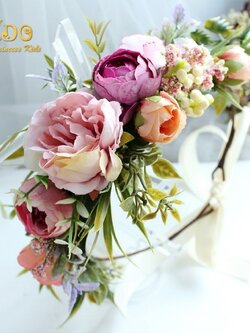 คาดผมเด็ก(หน้าร้านอยู่รัชดา)KF636เส้นคาดผมดอกไม้สีม่วง ตกแต่งด้วยดอกไม้ สวยหวานๆ