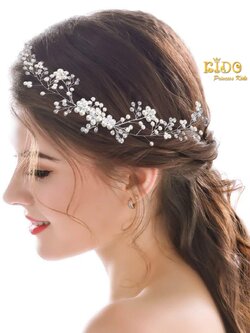 คาดผมเด็ก(หน้าร้านอยู่รัชดา)KF517เส้นคาดผมคลิสตัล ประดับมุก สวยหวานงานหรูมาก