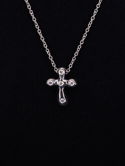 จี้และสร้อยคอ Tiffany & Co. Elsa Peretti Cross Pendant with Diamonds Platinum 950 +กล่อง (Used)