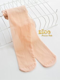 ถุงน่องเด็ก(หน้าร้านอยู่รัชดา)L063 สีโอรส เนื้อซีทรูมีลายเถาวัลย์ยู่ด้านข้าง