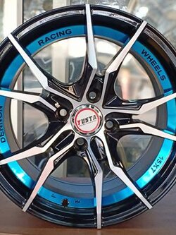 ล้อแม็กใหม่ขอบ15 Yusta Racing ขนาด4รู100 อันเดอร์คัตฟ้า