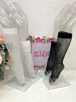 sถุงเท้าเด็ก(มีหน้าร้านอยู่รัชดา)M214 สีดำ สีขาว ตาข่ายยาวใต้เข่า