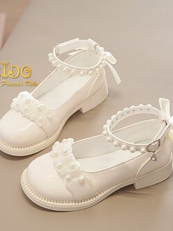 รองเท้าเด็ก(หน้าร้านอยู่รัชดา ลองได้)H168 สีขาวคัทชู รัดข้อเท้าแต่งมุก สวยหรู