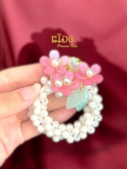 ยางรัดผม(หน้าร้านอยู่รัชดา)KF727 สีชมพู มงกุฎเด็ก ประดับผม