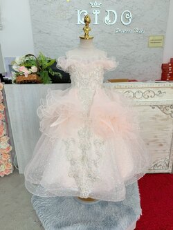 ชุดราตรีเด็ก ชุดเจ้าหญิง ชุดออกงานเด็ก(*หน้าร้านอยู่รัชดา*)W19249 สีโอรส กระโปรงยาว เปิดไหล่