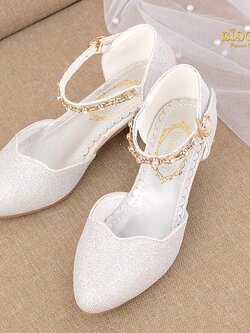 รองเท้าเด็กออกงาน *มีหน้าร้านอยู่รัชดา ลองได้ เปลี่ยนได้ ถ่ายรูปเองจากสินค้าจริง*H111สีเงิน เรียบหรูเพชรระยิบระยับคาดมุกดูแพงสุดๆ