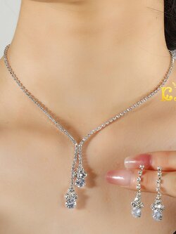 สร้อย ต่างหู(หน้าร้านอยู่รัชดา)KF707 สีเงิน เครื่องประดับ