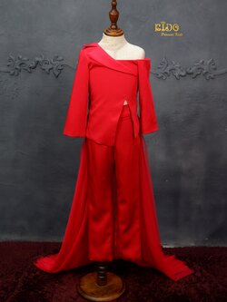 ชุดออกงานเด็ก(หน้าร้านอยู่รัชดา ลองได้ถ่ายรูปจากชุดจริง)W18220เด็กสีแดง เสื้อเปิดไหล่มีแขนยาว มีกระโปรงยาวคลุม กางเกงขายาว ลุคไม่ซ้ำใครแน่นอน ชุดกางเกงเด็ก