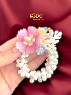 ยางรัดผม(หน้าร้านอยู่รัชดา)KF729 สีชมพู มงกุฎเด็ก ประดับผม