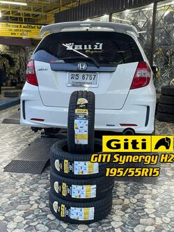 🚘 #Honda_Jazz 🛞 #ติดตั้งยางจีที 🛞#Giti Synergy H2 195/55R15 ยางใหม่ปี2024