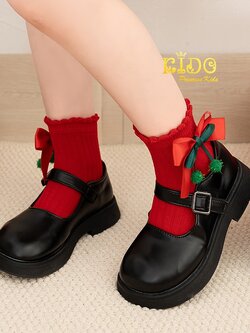 ถุงเท้าคริสต์มาส(มีหน้าร้านอยู่รัชดา)SF232 สีแดง ถุงเท้าเด็ก