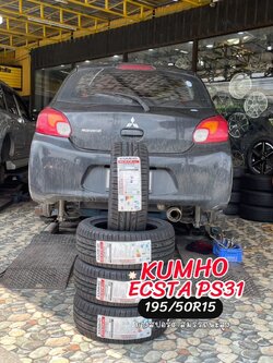 #MITSUBISHI_MIRAGE❤️ #KUMHO_PS31_195/50R15 #เปลี่ยนผ้าเบรค✔️ #บริการตั้งศูนย์✔️