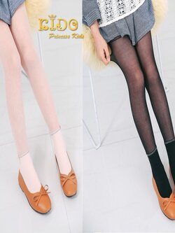 ถุงน่องเด็ก(หน้าร้านอยู่รัชดา)L446 สีโอรส ด้านบนซีทรูด่านล่างทึบ