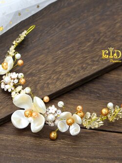 คาดผมเด็ก(หน้าร้านอยู่รัชดา)KF709 สีขาว ดอกไม้มุก