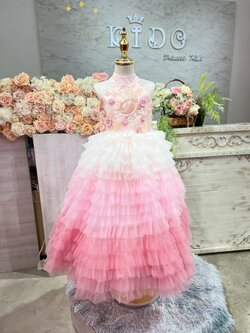 ชุดราตรีเด็ก ชุดเจ้าหญิง ชุดออกงานเด็ก(*หน้าร้านอยู่รัชดา*)W19198 สีชมพู กระโปรงยาว สายเดียว เล่นสี สวยหวาน