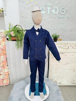 สูทเด็กผู้ชาย(หน้าร้านอยู่รัชดา ลองได้ถ่ายรูปจากชุดจริง)S188สีน้ำเงินเซ็ตสูท4ชิ้น สูท เสื้อเชิ้ต กางเกง หูกระต่าย