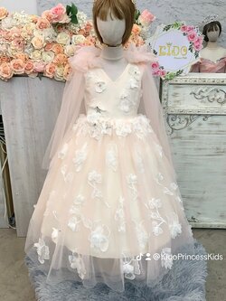 ชุดราตรีเด็ก(หน้าร้านอยู่รัชดา ลองได้ถ่ายรูปจากชุดจริง)W19095 สีชมพู กระโปรงยาว ไหล่สไบยาว สวยหรู