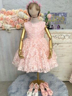 ชุดราตรีเด็ก(หน้าร้านอยู่รัชดา ลองได้ถ่ายรูปจากชุดจริง)W19045สีโอรส ผ้าลายในตัว