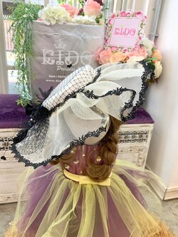 กิ๊บหมวกเด็ก(หน้าร้านอยู่รัชดา)H03 กิ๊บหมวก สไตล์หรู ติดตาข่าย ริ้มลูกไม้ สีออฟไวท์