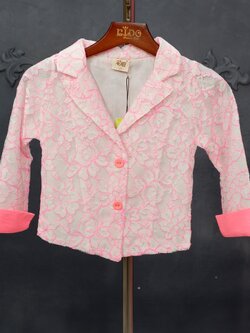 เสื้อคลุมเด็ก *มีหน้าร้าน ตรงปก พร้อมส่ง*6602 แขนยาว สีชมพูสะท้อนแสง คอปก แขนพับ น่ารักมาก