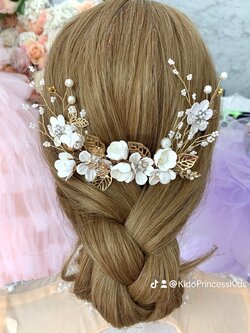 กิ๊บติดผมเด็ก(หน้าร้านอยู่รัชดา)KF530เซ็ทดอกไม้ประดับผม 3ชิ้น สีขาว ประกับมุกและเพชร น่ารักมาก