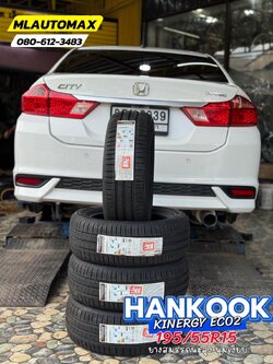 #HONDA_CITY🚘เปลี่ยนยาง 🛞🐘#HANKOOK_ECO2_195/55R15