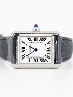 ** Hold ** นาฬิกา Cartier Tank Must Watch Small model in Steel, Automatic Movement, Interchangeable Black Grained Calfskin Strap Ref. WSTA0042 (Used) +กล่องและการ์ดไทย2022