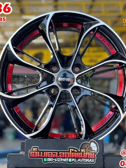 ล้อแม็กซ์ใหม่ขอบ15 MGW ขอบ15 Model MF-8036 15 กว้าง6.5 ออฟ35 4x100 สีดำอันเดอร์คัตแดงสวยหรู