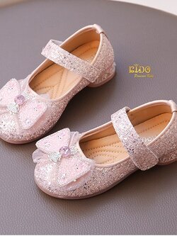 sรองเท้าเด็ก(หน้าร้านอยู่รัชดา ลองได้)H187 สีชมพู ติดโบว์สีสวย เกร็ดวิ้งๆ