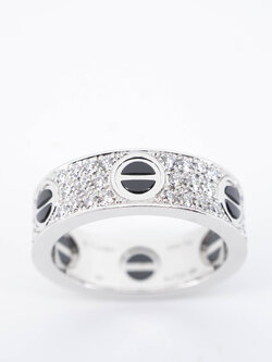 **Sold** แหวน Cartier Love Ring, Diamond-Paved, Ceramic ทองขาว18K ไซส์ 55# (Used) +กล่องและการ์ดShopไทย2022และใบเสร็จ