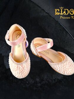 รองเท้าเด็ก *มีหน้าร้านอยู่รัชดา ลองได้ เปลี่ยนได้ ถ่ายรูปเองจากสินค้าจริง*H033 สีชมพู ประดับมุก ทรงเปิดข้าง น่ารักมากๆคะ