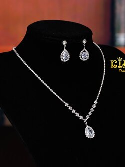 สร้อย ต่างหู(หน้าร้านอยู่รัชดา)KF706 สีเงิน เครื่องประดับ