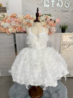 ชุดราตรีเด็ก(หน้าร้านอยู่รัชดา ลองได้ถ่ายรูปจากชุดจริง)W19108 สีขาว สายเดี่ยว กระโปรงสั้น ระบายฟู น่ารัก