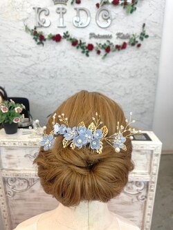 กิ๊บติดผมเด็ก(หน้าร้านอยู่รัชดา)KF530เซ็ทดอกไม้ประดับผม 3ชิ้น สีฟ้า ประกับมุกและเพชร น่ารักมาก