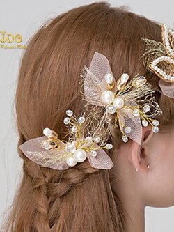 กิ๊บติดผมเด็ก((หน้าร้านอยู่รัชดา)KF519เซ็ทดอกไม้ประดับผมสีทอง ประดับด้วยมุกขาว น่ารักมาก