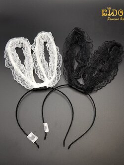 คาดผมเด็ก(หน้าร้านอยู่รัชดา)KF22 ที่คาดผมเด็กกระต่ายบันนี่ สีขาว ติดลูกไม้