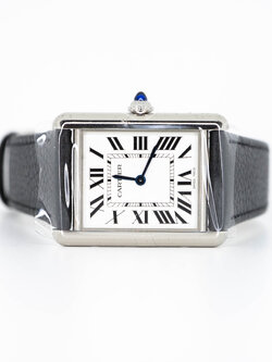 นาฬิกา Cartier Tank Must Watch Large model in Steel, Automatic Movement, Interchangeable Black Grained Calfskin Strap Ref. WSTA0041 (Used) +กล่องและการ์ดไทย2022