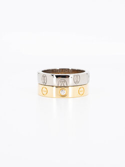 **สำหรับไซส์นิ้ว 47**แหวน Cartier Logo de Cartier band ทองขาว18K x แหวน Cartier Love band 1Diamond ทองคำ18K