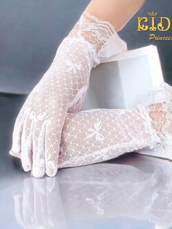 ถุงมือเด็ก(มีหน้าร้านอยู่รัชดา)GS010 สีขาว ลูกไม้ลายโบว์